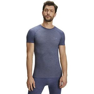 FALKE Wool Tech Light herenshirt met korte mouwen, scheerwol, zwart, blauw, ademend, sportondergoed, warm, sneldrogend, gemiddelde tot koude temperaturen, Blauw (Capitain 6751)