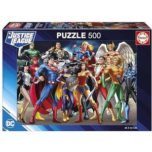 Educa - Justice League DC Comics | 500 stukjes puzzel voor volwassenen. Afmetingen: 48 x 34 cm. Inclusief Cola Fix Puzzel. Vanaf 11 jaar (19913)