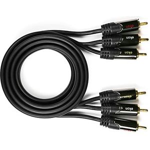 Ekon RCA-kabel, 3 meter, 3 cinch-stekker, vergulde connectoren, voor dvd, blue-ray, projectoren, tv