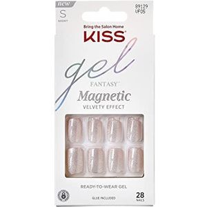 KISS Fantasy Magnetische Press-On Nails, 'Dignity', korte witte nagels, kort vierkant