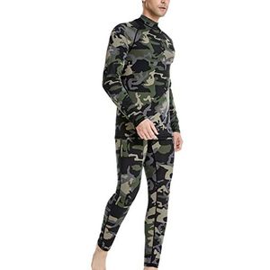 MeetHoo Thermisch ondergoed voor heren met fleece voering - Lange onderbroek voor hardlopen en skiën, Camouflage