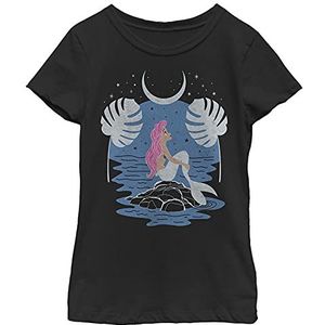 Disney The Little Mermaid Ariel Night Sky Profile, T-shirt voor meisjes, zwart, zwart.