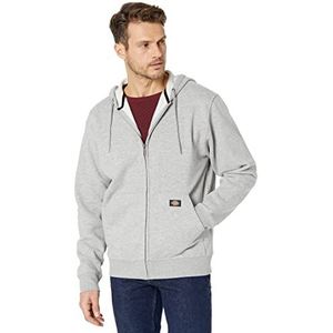 Dickies - Heren fleece sweatshirt met capuchon, compleet met ritssluiting, verborgen telefoonzak, grijs gemêleerd, XXL, grijs gemêleerd, XXL, Grijs Chinees