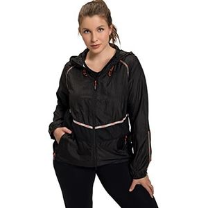 Ulla Popken Lichte functionele jas, tapes, waterafstotende jassen voor dames, zwart.