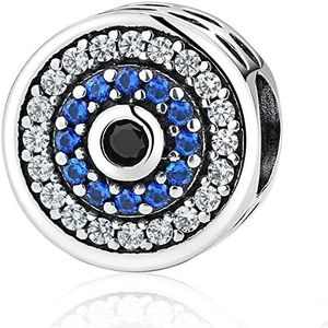 925 sterling zilveren boze oog bedel met engel symbool voor Pandora armband, Sterling zilver, Zonder steen