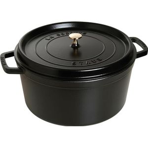 Staub Cocotte Braadpan 34 cm - 12.6 L - Matzwart Email - Gietijzer