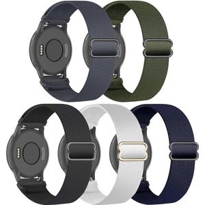 22 mm elastische nylon armbanden - Set van 5 - Compatibel met Garmin Vivoactive 4, Venu 2, Forerunner 265/255/255 Music - Elastische gesparmbanden compatibel met Amazfit GTR 4, GTR 3, GTR, Nylon