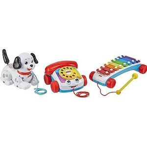 Fisher-Price Cadeauset Mijn eerste 3 babyspeelgoed om te trekken, xylofoon, anime telefoon en hond, Snoopy, 12 maanden en ouder, GVF68