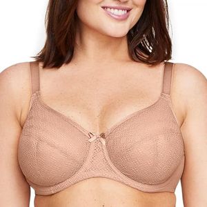 Glamorise Wonderwire Kant Comfort Beugel #9855 Full Cover Bra Dames (1 stuk), Cappuccino