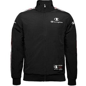 Champion Legacy Division 1 Cinckle Nylon Full Zip Sweatshirt voor heren, zwart.