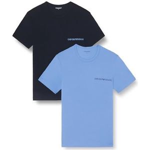 Emporio Armani Core Logo Crew Neck 2-pack T-shirt voor heren, Navy/Blauw