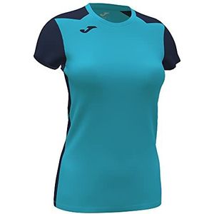 Joma 2XS Unisex T-shirt voor volwassenen Contraste Record II korte mouwen T-shirt neon turquoise / marine, Neontturkis / marineblauw