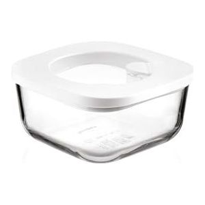 Guzzini - Kitchen Active Design, STORE&MORE GLASS, luchtdichte glazen container voor koelkast/vriezer/magnetron (S) - transparant, 12 x 12 x h6,3 cm | 410 cc - 11330011