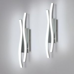Comely 2 feuilles LED intérieur Appliques, 14w 1575lm intérieur moderne applique murale, lampe murale chambre salon, lumière blanche 6500k, argent, 41cm