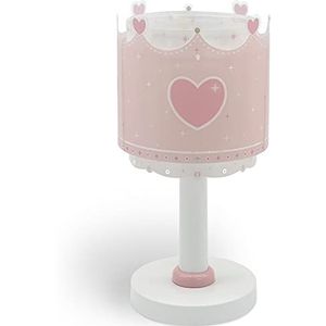 Dalber Tafellamp voor kinderen, kleine koningin, kroon, harten, roze (61101)