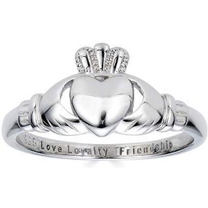 Ring van 925/1000 ""Love Loyalty Friendship"" fijn zilver gegraveerd Claddagh, NA/, NA/