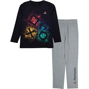 Playstation Splatter Icons pyjama voor jongens, officieel product, PS4 PS5 gamercadeau, zwart / wit Heather Grey