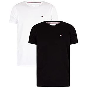 Tommy Hilfiger Tjm Slim Jersey T-shirt S/S-tops voor heren, 2 stuks, Wit/Zwart