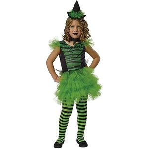 Rubies Costume de sorcière glamour vert pour fille, robe, chapeau, tour de cou et bas, officiel Rubies pour Halloween, carnaval, anniversaire et fêtes