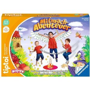 Ravensburger tiptoi ACTIVE spel 00130, meeneem-avontuur, bewegingsspel vanaf 3 jaar, met verhalen, mooie liedjes en grappige rijmen: het fantastische bewegingsspel met verhalen en liedjes