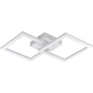 EGLO Huerta led-plafondlamp, geometrische plafondlamp, plafondverlichting metaal en kunststof, wit, opbouwverlichting voor kantoor en keuken, warm wit, L 52,5 cm