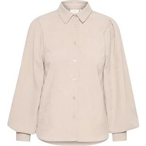 KAFFE Kaffe Corduroy Button Up Shirt Regular Fit Voluminous Sleeves Shirt Dames, Vedergrijs C