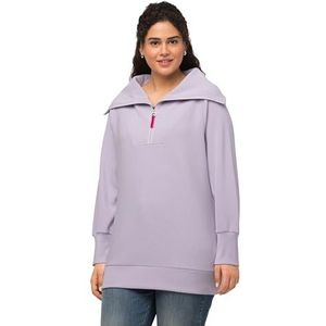 Ulla Popken Sweat-shirt ottoman pour femme avec sweat Troyer, Lilas pastel, 60-62 grande taille