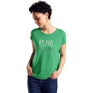 STREET ONE T-shirt pour femme avec inscription « Wording soft grass green, 44 », Vert herbe douce, 46