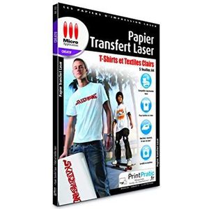 Transfer papier - overdracht van textiel om op te strijken - transferpapier voor printers - opstrijkbaar papier om te printen - transferpapier voor textiel - 5 vellen A4 Transfer voor textiel