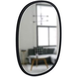 Umbra Ronde wandspiegel met rubberen frame voor woonkamer, badkamer, slaapkamer, hal en nog veel meer, zwart, 46 cm