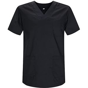 MISEMIYA - Unisex werkkleding met kraag en korte mouwen, kliniek, ziekenhuisreiniging, dierenarts, sanitair, hostelry – Ref. 817 – XXL, zwart, zwart, XXL, zwart.