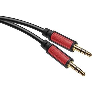 EMOS 3,5 mm stereo jack naar jack kabel (2 x stekker), 1,5 m AUX/audiokabel voor iPhone, smartphone, iPad, tablet, MP3-speler, stereospeler, hoofdtelefoon, zwart