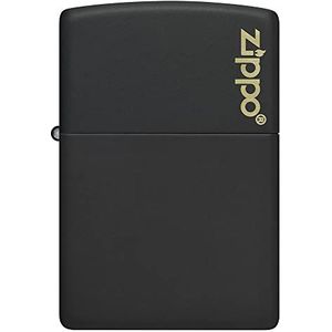 ZIPPO Model vlam en Zippo logo - zwart mat - lasergravure - winddicht, navulbare aansteker in hoogwaardige geschenkdoos