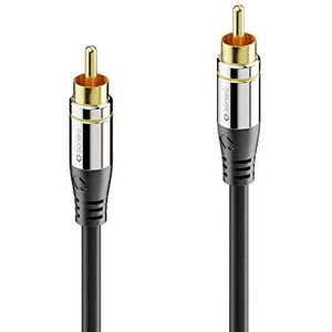 Sonero® Premium cinch-kabel, 10,0 m, 1x cinch-stekker op 1x cinch, subwoofer, versterker, projector, AV-ontvanger, zwart