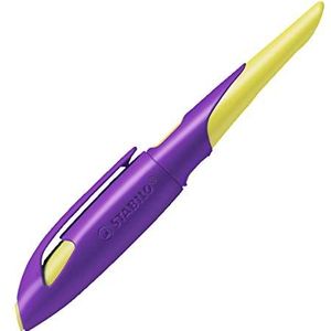 Stabilo Easy Birdy Ergonomische vulpen voor rechtshandigen met veer A voor beginners, paars/geel – enkele pen – inclusief cartridge – inktkleur blauw (afwisbaar)