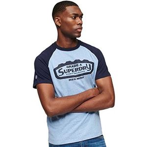 Superdry Vintage Ac Raglan Tee overhemd heren, Halifax Blue Grit/Navy