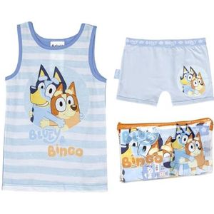 CERDÁ LIFE'S LITTLE MOMENTS Bluey Uniseks pyjama met bandjes en toilettas voor kinderen, Blauw