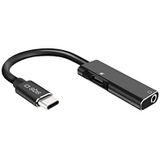 Audio-adapter met 3,5 mm jackaansluiting, adapter met USB-C-stekker, USB-C-aansluiting voor opladen, metalen connector, 9 cm lange stofkabel