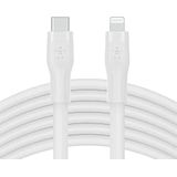 Belkin BoostCharge Flex USB-C naar Lightning kabel van siliconen (3 m), MFi-gecertificeerd (20 W), Power Delivery opladen voor iPhone 14/14 Plus, 13, 12, Pro, Max, mini, SE, iPad enz. (wit)