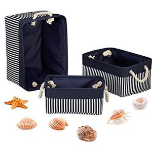 Relaxdays opbergmand - manden set - mand - kastmanden - opbergruimte - 3 groottes - stof - blauw