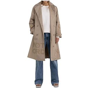 Replay W7772 Waterdichte katoenen twill trenchcoat voor dames, Zand 525