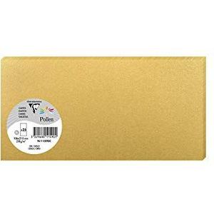 Clairefontaine 11590C, verpakking met 25 afzonderlijke kaarten, formaat DL 10,6 x 21,3 cm, 210 g/m², kleur: goud, uitnodigingskaarten voor evenementen en correspondentie, Pollen-serie, premium papier