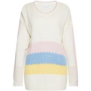 ALARY Pull en tricot pour femme 15426478-al01 Blanc/rose/jaune Taille XS/S, Blanc, rose, jaune., XS-S