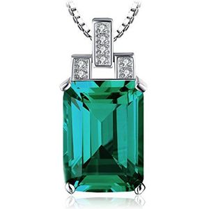 JewelryPalace 6 ct hanger smaragd gesimuleerde groene steen 925 zilver voor meisjes, luxe sieraden, zilveren sieraden set, ketting cadeau verjaardag 45 cm, Edelsteen, Smaragd Smaragd Zirkoniumoxide