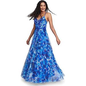 Vera Mont Avondjurk met bloemenprint voor dames, blauw, 40, Blauw