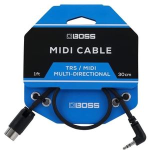 BOSS BMIDI-1-35 30 cm - Compacte MIDI-kabel Mini TRS naar 5-polige multidirectionele stekker - maakt een premium verbinding tussen pedalen mogelijk