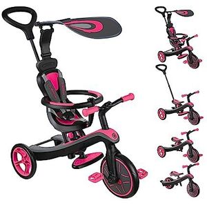 Globber - Ontdek Trike 4-in-1 - evolutionaire driewieler en loopfiets voor peuters van 10 m tot 5 jaar +, roze