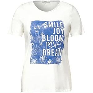 Cecil B317827 T-shirt van katoen met opschrift ""Wording"", Vanilla White, XS dames, Vanilla White