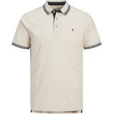 JACK & JONES JJEPAULOS Poloshirt voor heren, slim fit, effen, korte kraag, katoenen piqué, Beige - Blauw