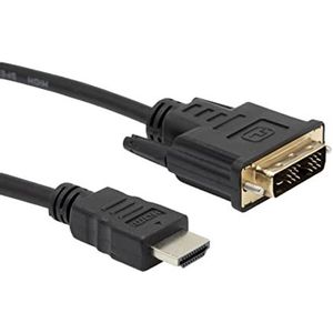 APM 590488 HDMI/DVI-D-kabel, mannelijk/mannelijk, accessoires voor tv en video, overdracht van audio en video, computer op LCD-display, plasma/beamer, lengte 1,8 m, zwart